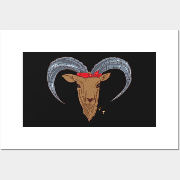 GOAT: Goat With Bandana goat tee shirts gift Wall Art by woormle